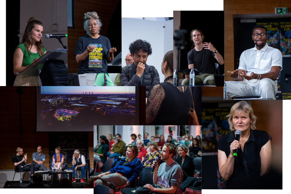 Collage mit Impressionen des Climate Cultures Festival gegen!blicke2022